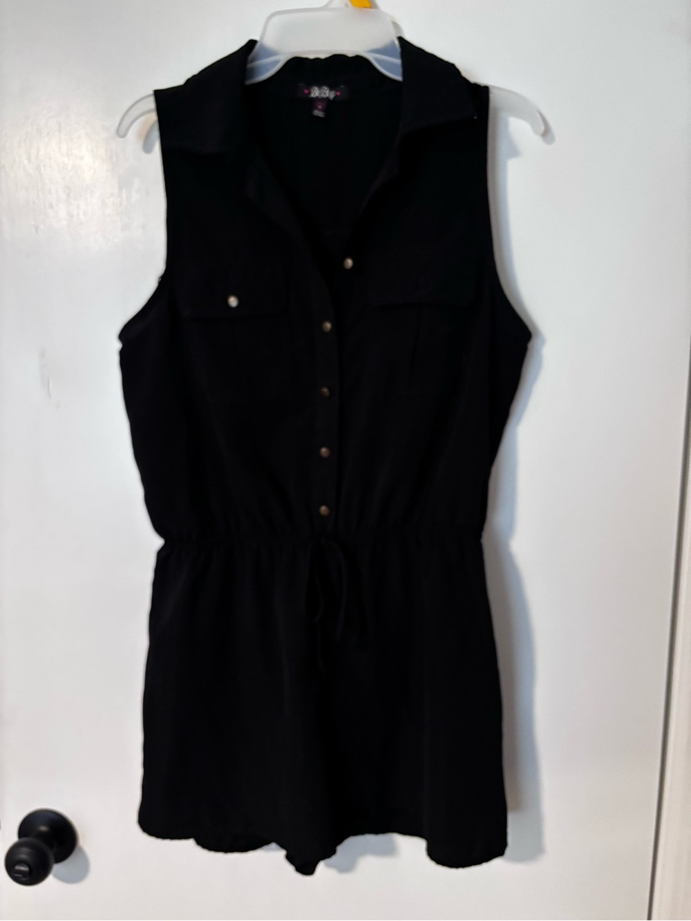 BeBop Black Sleeveless Drawstring Romper